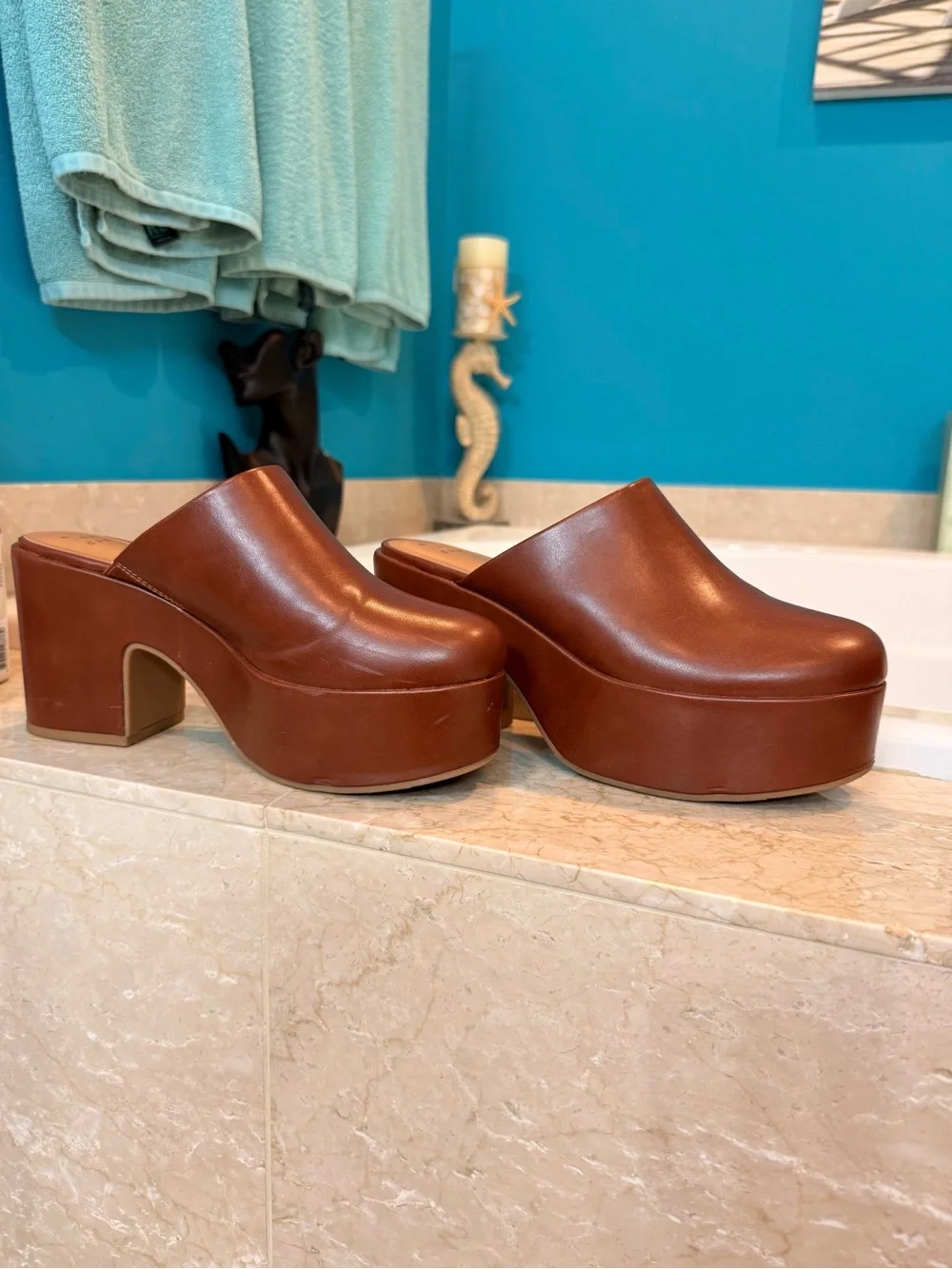 a new day Brown Platform Mule Clogs